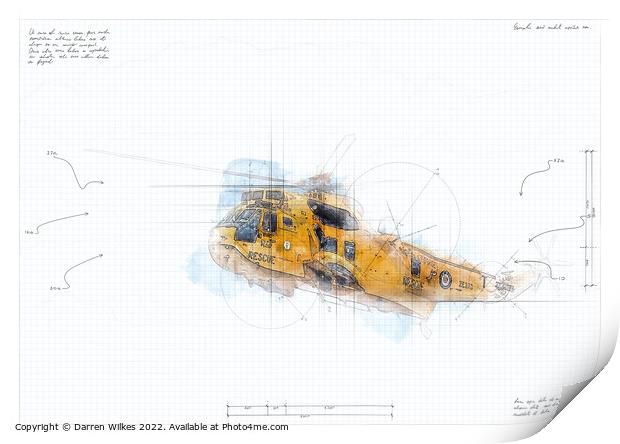 Sea King Sketch Print by Darren Wilkes