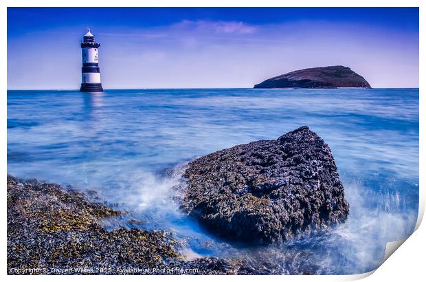 Penmon Lighthouse Anglesey Wales Print by Darren Wilkes
