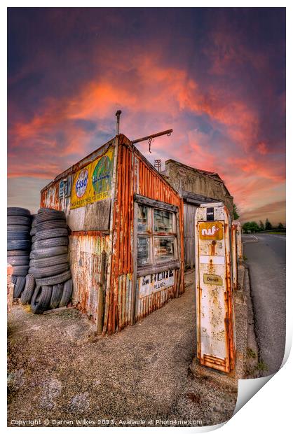 Abandoned Petrol Station Llanrug Wales Print by Darren Wilkes