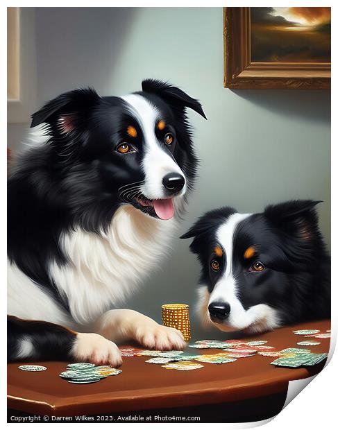 Border Collies Playing Poker  Print by Darren Wilkes