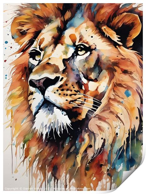 Male Lion Abstract Art Print by Darren Wilkes