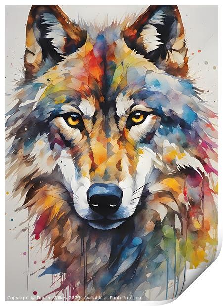 Mesmerising American Grey Wolf Art Print by Darren Wilkes