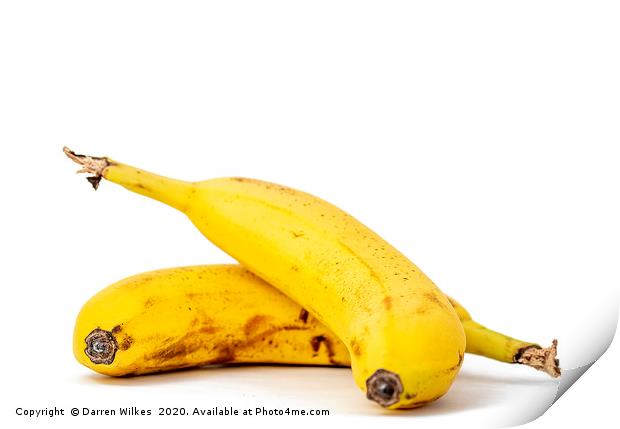Bananas white Background Print by Darren Wilkes