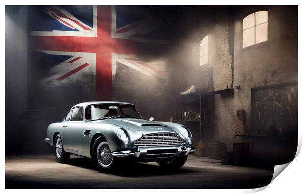 Aston Martin DB5 from 007 Print by Guido Parmiggiani