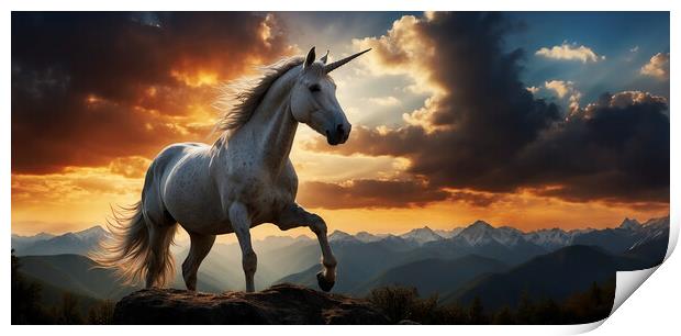 A stunning silhouette of a mythical unicorn Print by Guido Parmiggiani