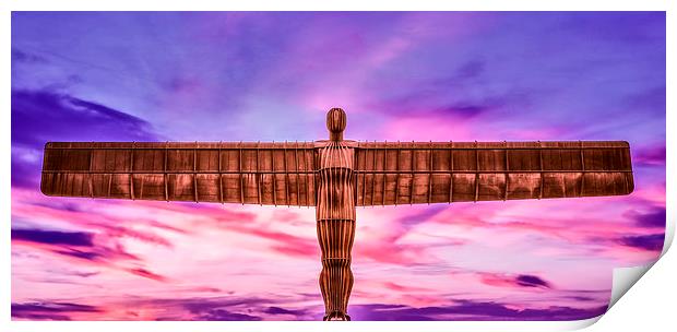 Sunset with the Angel of the North Print by Guido Parmiggiani