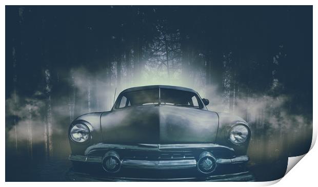 shoebox ford in the forest. Print by Guido Parmiggiani