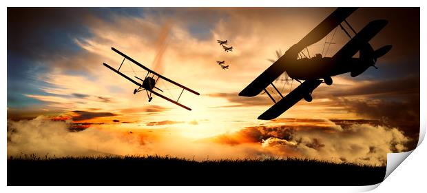 aerial battle first world war Print by Guido Parmiggiani