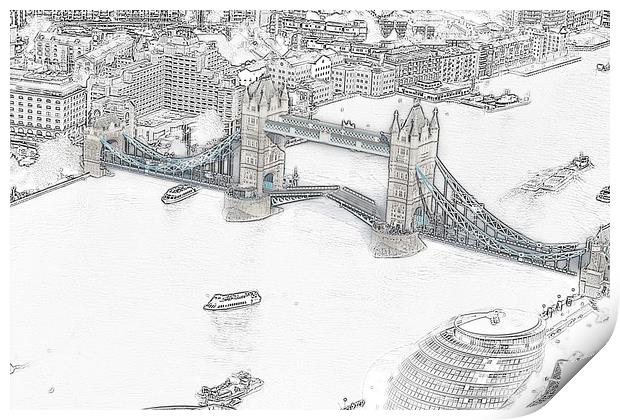 Tower Bridge from the Shard Print by Ceri Jones