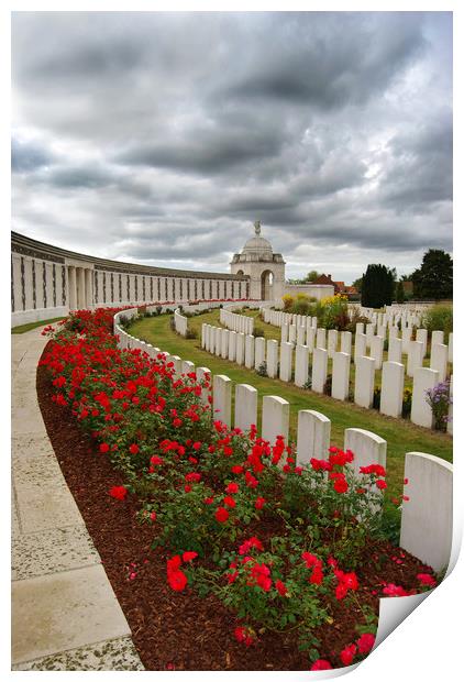 The poppies at Tyne Cot Cemetery  Print by Katie Mitchell