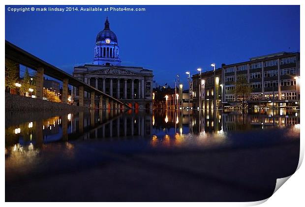 nottingham council house at night Print by mark lindsay