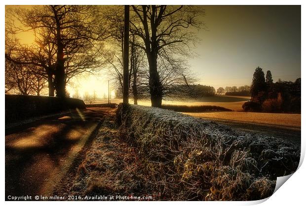 ON A COLD AND FROSTY MORNING Print by len milner