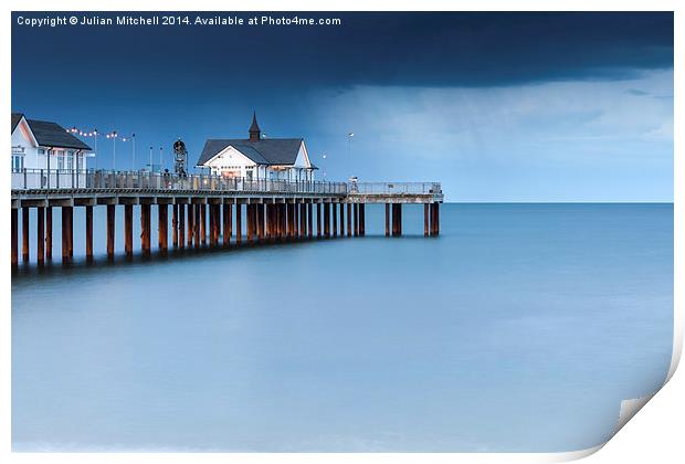 Storm over Southwold Pier Print by Julian Mitchell