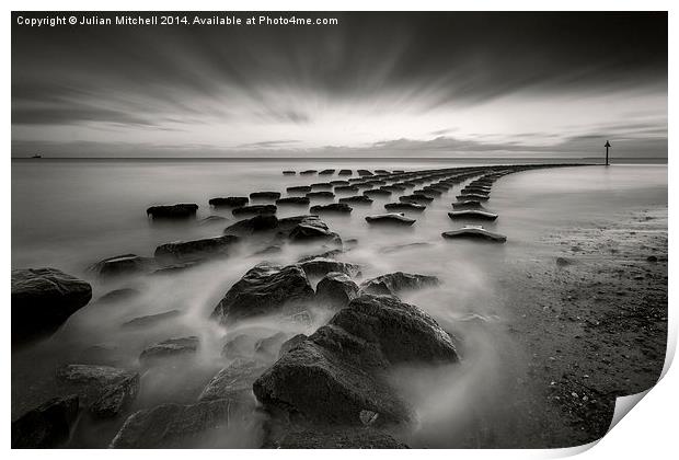 Felixstowe Sea Defences Print by Julian Mitchell