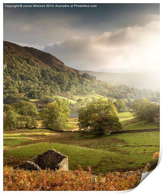 Towards Rydal Water Print by Julian Mitchell