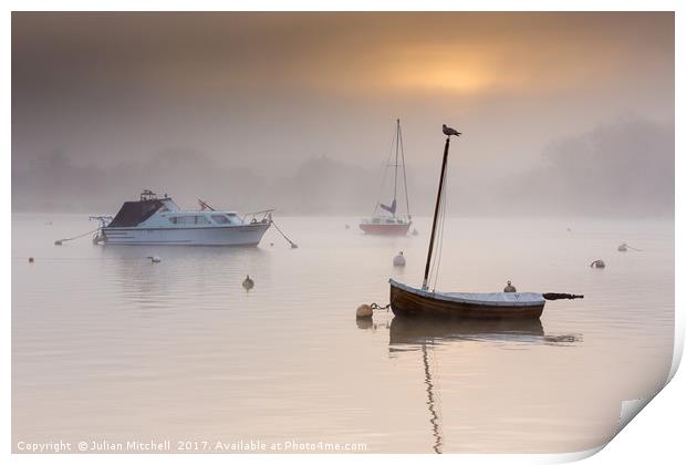 Misty River Print by Julian Mitchell