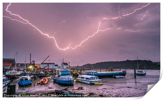 Lightning strike Print by Julian Mitchell