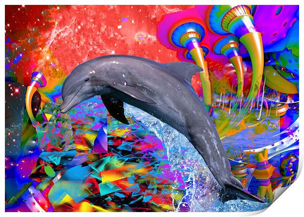 Dolphin Color Splash Print by Matthew Lacey