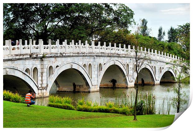 Classic Chinese Gardens Bridge, Singapore Print by Geoffrey Higges