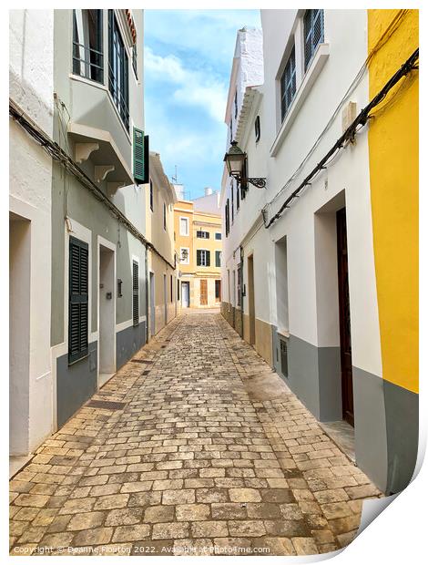 Cobblestoned Street Ciutadella Menorca Print by Deanne Flouton