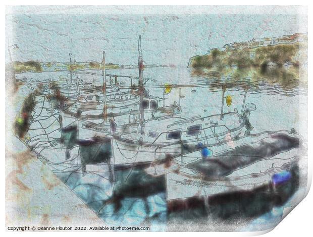 Serenity of the Fishing Boats Menorca Print by Deanne Flouton