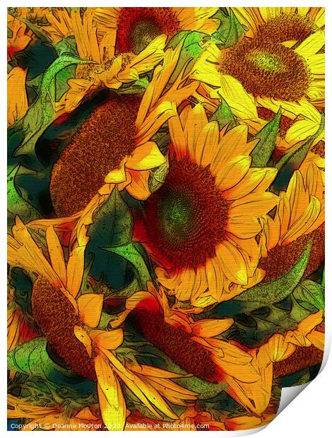 Radiant Sunflower Bouquet Print by Deanne Flouton