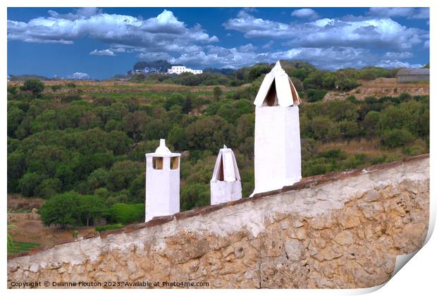 Country Estate and Chimneys in Menorca Spain Print by Deanne Flouton