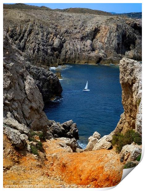  Sailboat Escape in Menorca Print by Deanne Flouton
