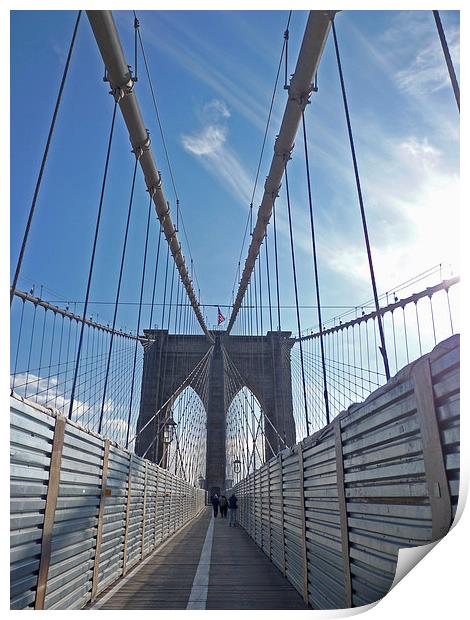 Brooklyn Bridge, New York Print by Rachel Mower