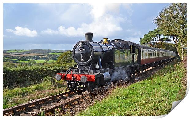 Steam train in Cornish countryside Print by Ashley Jackson