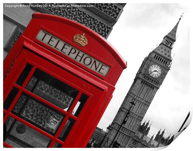 Phone Box London Print by Andy Huntley