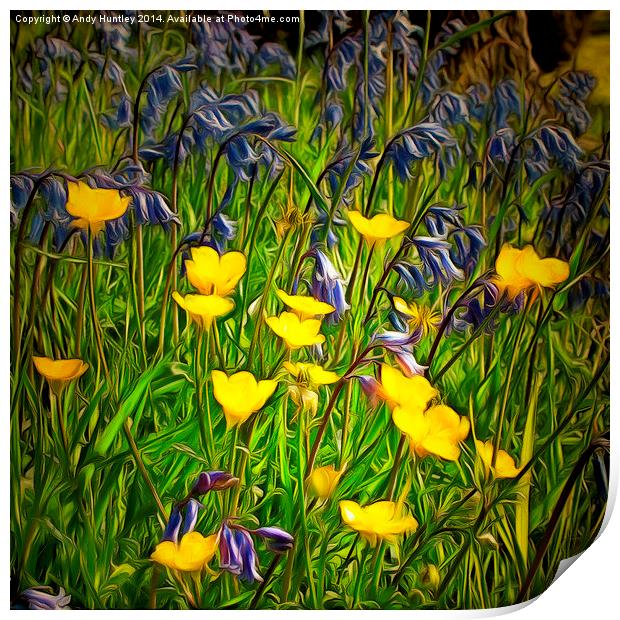  Buttercups and Bluebells Print by Andy Huntley