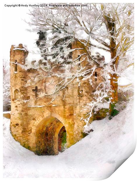  Reigate Castle in Winter Print by Andy Huntley