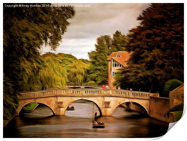  Punting on River Cam Print by Andy Huntley