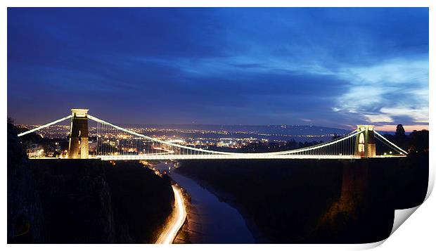 Clifton Suspension Bridge at Night, Bristol Print by Carolyn Eaton