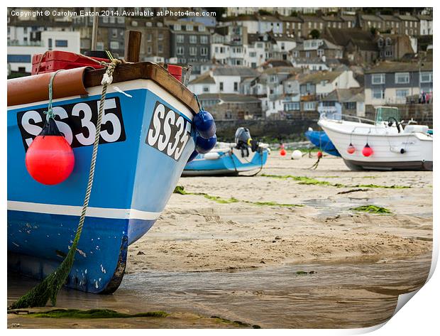  Low Tide in St Ives Harbour, Cornwall Print by Carolyn Eaton