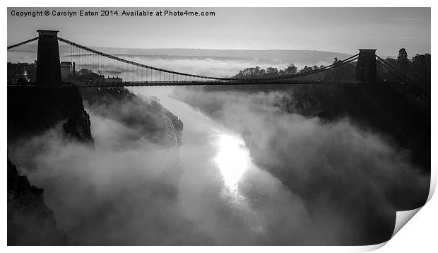  Clifton Suspension Bridge in the Fog Print by Carolyn Eaton