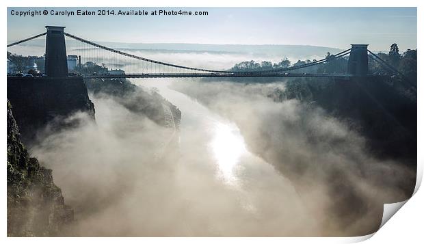  Clifton Suspension Bridge, Bristol in Fog Print by Carolyn Eaton