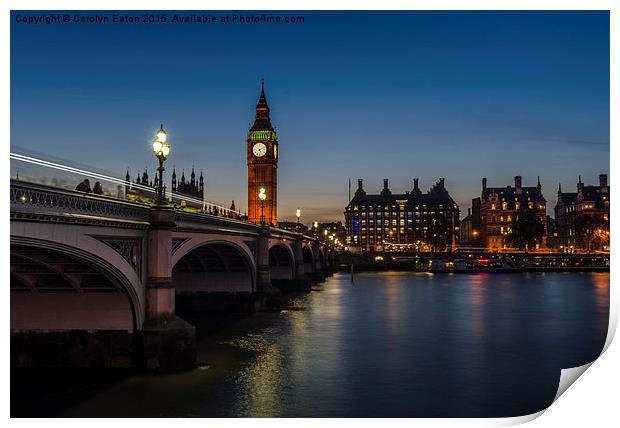Westminster Bridge and Big Ben, London Print by Carolyn Eaton