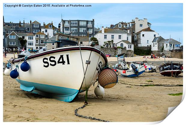  Fishing Boats at St Ives Harbour, Cornwall Print by Carolyn Eaton