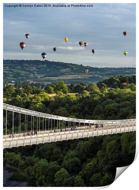  Balloons over the Clifton Suspension Bridge, Bris Print by Carolyn Eaton