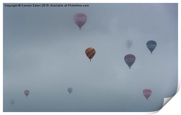  Balloons in the Mist, Bristol Print by Carolyn Eaton