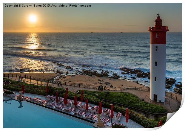  Sunrise at Umhlanga Rocks Lighthouse Print by Carolyn Eaton