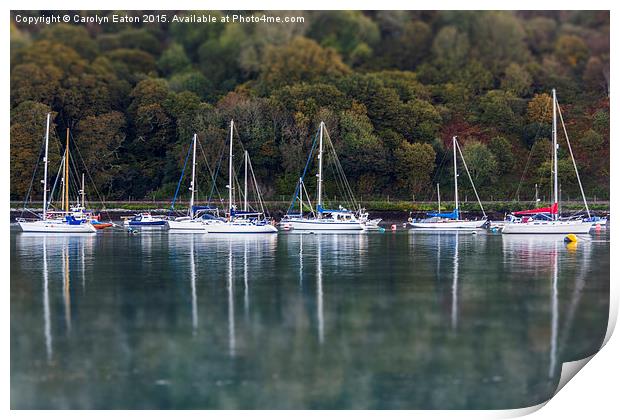  Boats on the River Dart Print by Carolyn Eaton