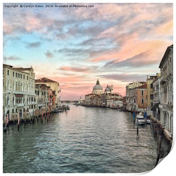 Sunset in Venice Print by Carolyn Eaton