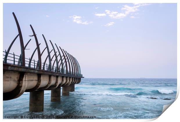 Pier at Umhlanga Rocks at Sunset, South Africa Print by Carolyn Eaton