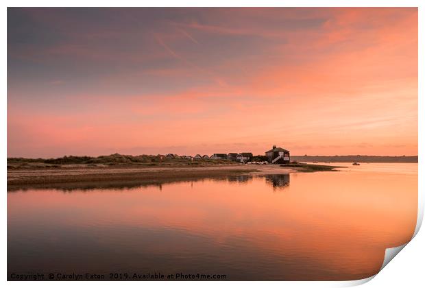 Sunset on Christchurch Harbour Print by Carolyn Eaton