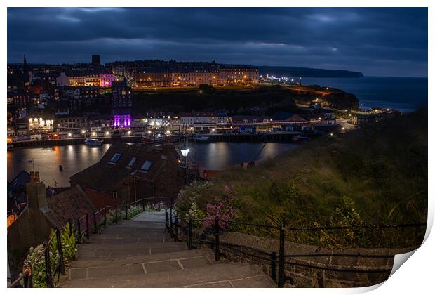 Enchanting Whitby Night View Print by Alan Tunnicliffe