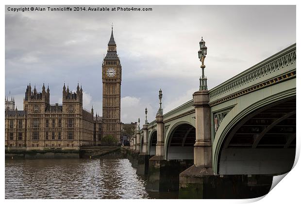  Westminster bridge and Big Ben Print by Alan Tunnicliffe