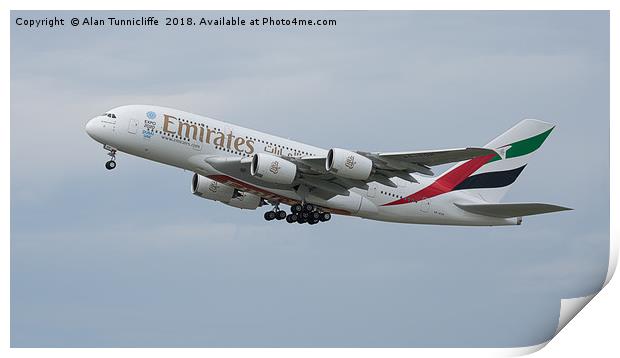 Emirates Airbus Print by Alan Tunnicliffe